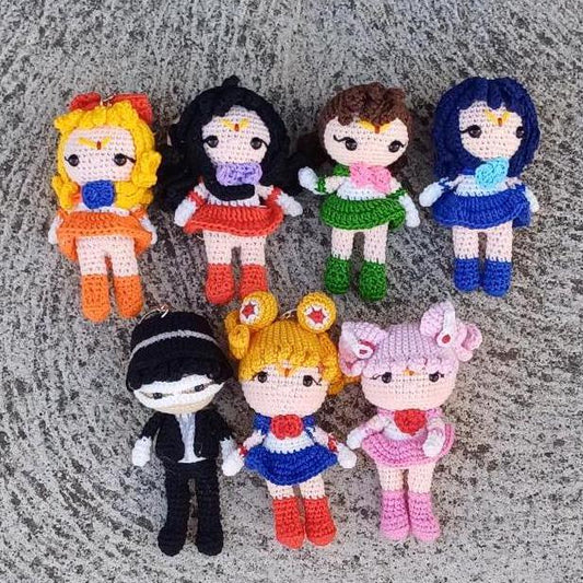 Handmade Sailor Moon Tuxedo Mask Crochet Keychain: Anime Plush Charm