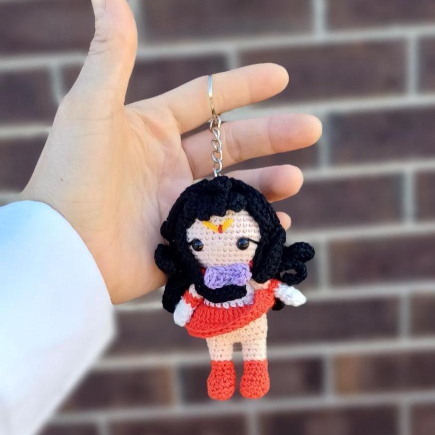 Handmade Sailor Moon Tuxedo Mask Crochet Keychain: Anime Plush Charm