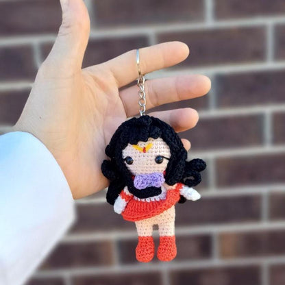 Handmade Sailor Moon Tuxedo Mask Crochet Keychain: Anime Plush Charm