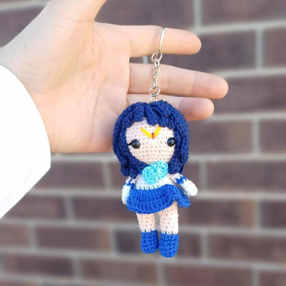 Handmade Sailor Moon Tuxedo Mask Crochet Keychain: Anime Plush Charm