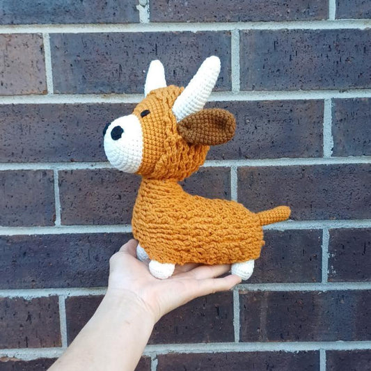 Handmade Crochet Highland Cow Plush – Soft Amigurumi Nursery Decor