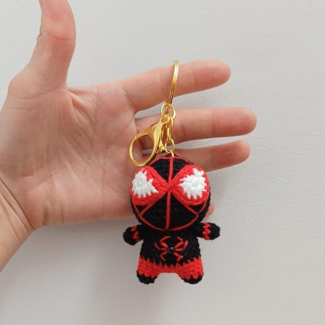 Handmade Crochet Superhero Keychain – Amigurumi Plush Bag Charm