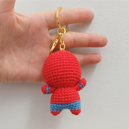 Handmade Crochet Superhero Keychain – Amigurumi Plush Bag Charm