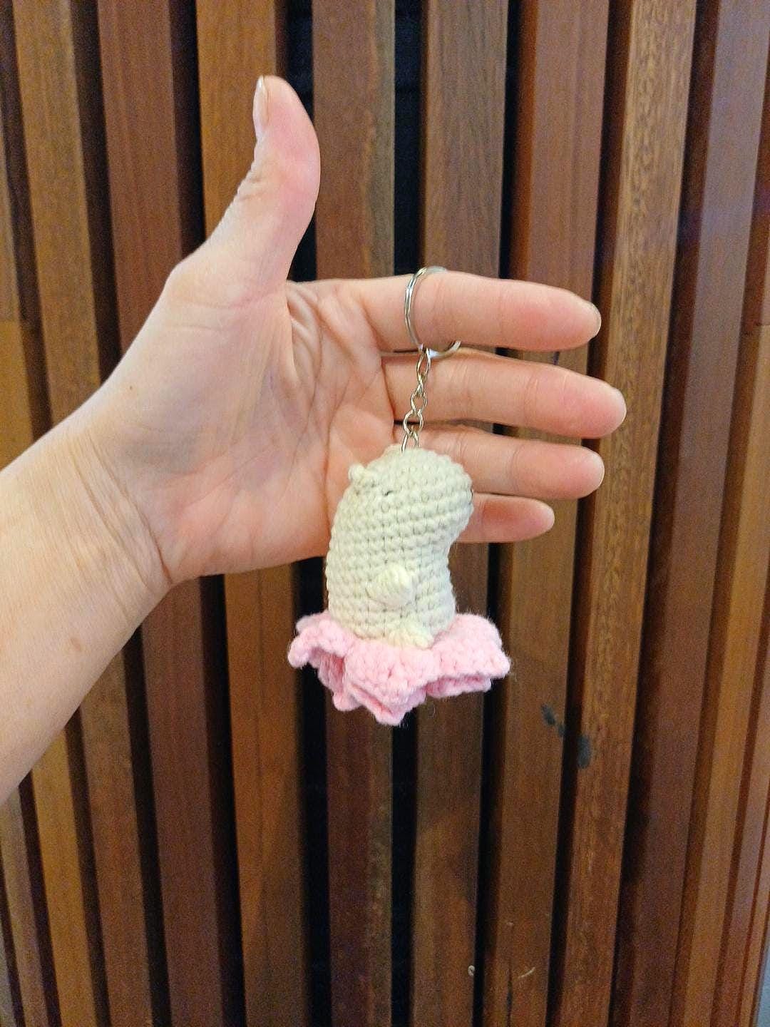 Handmade Capybara Crochet Keychain – Mini Amigurumi Capybara Charm – Cute Animal Bag Charm – Handmade Gift Idea