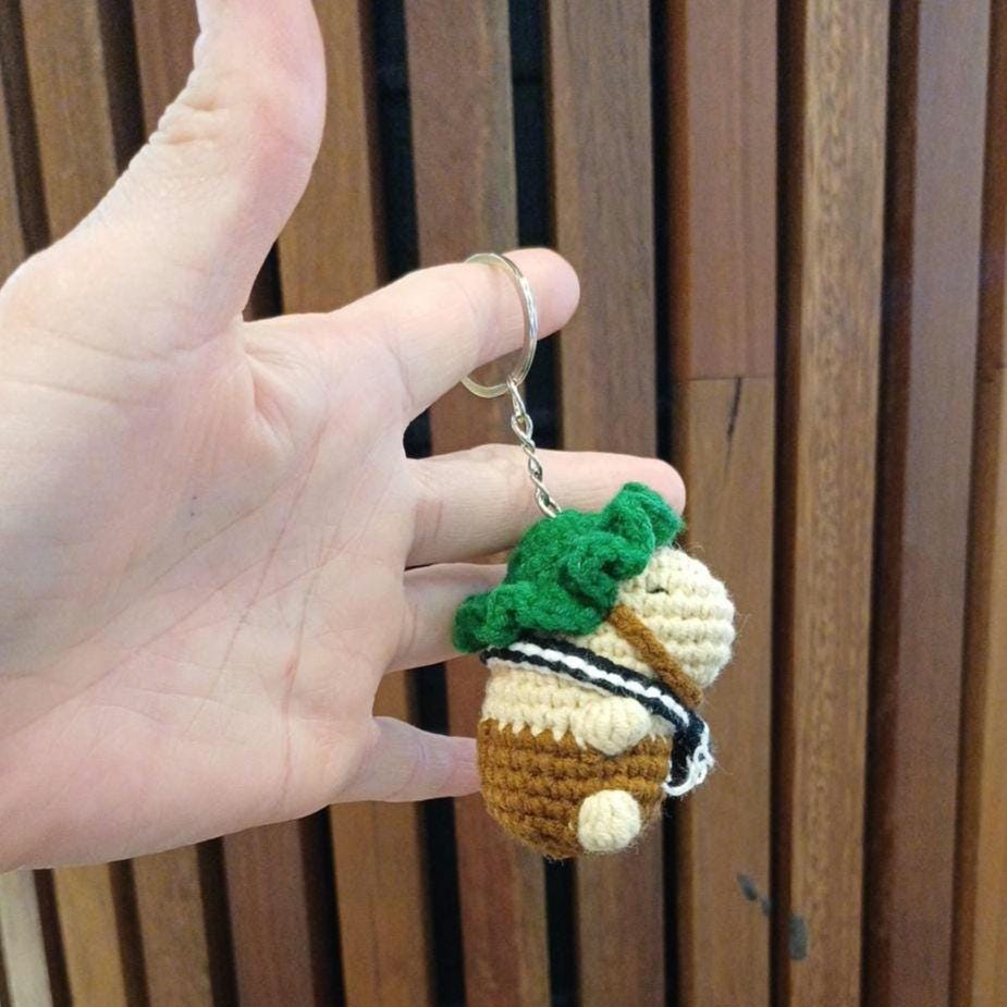Handmade Capybara Crochet Keychain – Mini Amigurumi Capybara Charm – Cute Animal Bag Charm – Handmade Gift Idea