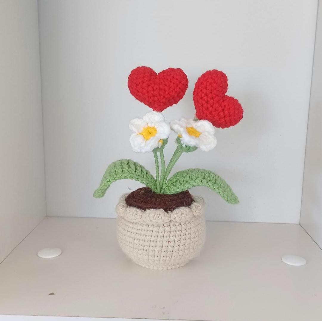 Handmade Crochet Bell Flower Pot – Amigurumi Flower Decor – Everlasting Floral Arrangement