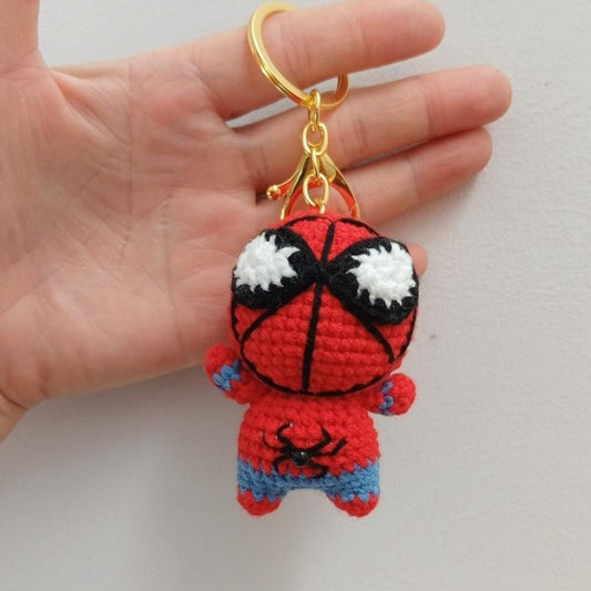 Handmade Crochet Superhero Keychain – Amigurumi Plush Bag Charm
