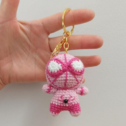 Handmade Crochet Superhero Keychain – Amigurumi Plush Bag Charm