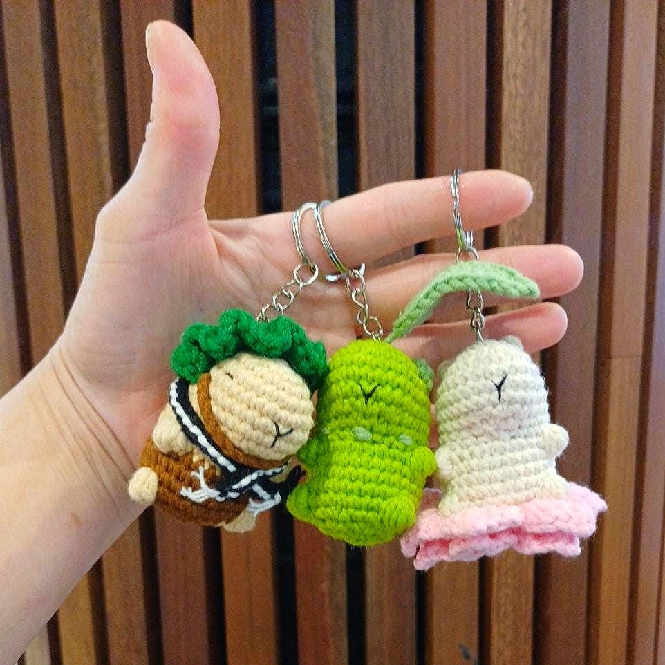 Handmade Capybara Crochet Keychain – Mini Amigurumi Capybara Charm – Cute Animal Bag Charm – Handmade Gift Idea
