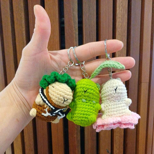 Handmade Capybara Crochet Keychain – Mini Amigurumi Capybara Charm – Cute Animal Bag Charm – Handmade Gift Idea