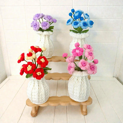 Crochet Flower Bouquet in Vase Handmade Forever Floral Arrangement Gift for Mom Home Decor