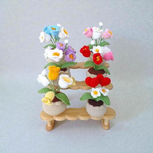 Handmade Crochet Bell Flower Pot – Amigurumi Flower Decor – Everlasting Floral Arrangement