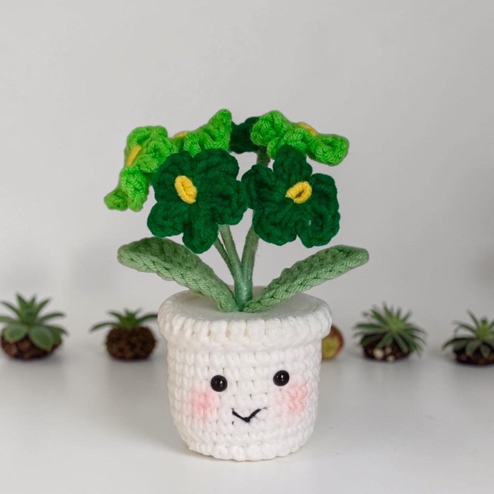 Forget Me Not Crochet Flower Pot Handmade Gift Desk Decor Mini Plant Amigurumi Flower Cute Office Decor Small Handmade Gift Idea