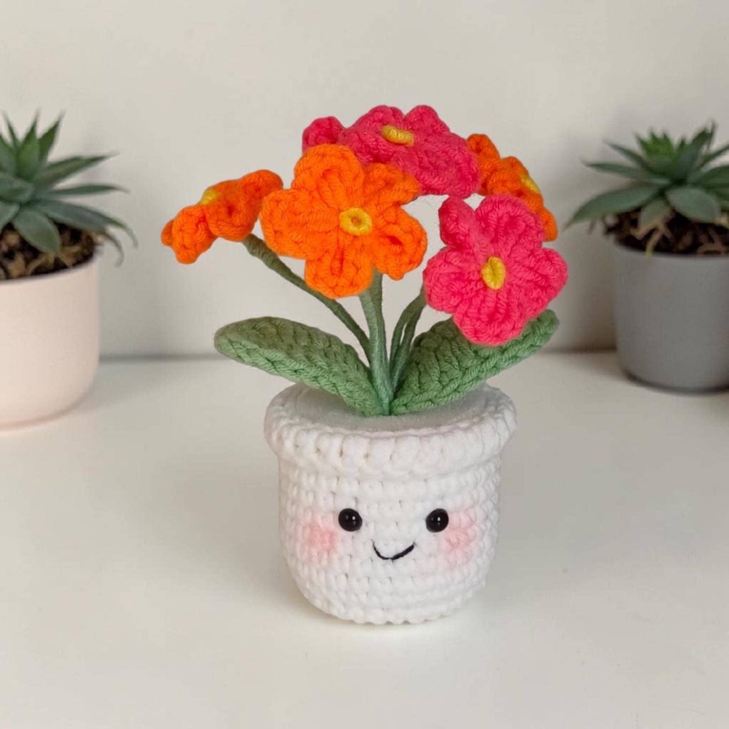Forget Me Not Crochet Flower Pot Handmade Gift Desk Decor Mini Plant Amigurumi Flower Cute Office Decor Small Handmade Gift Idea